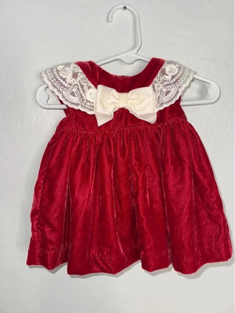 Janie and Jack 0-3 Months Holiday Christmas Baby Girl Velour Bow Dress NWT!